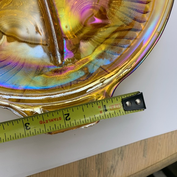 Pretty Carnival Glass Divided dish, small issues - Picture 9 of 9